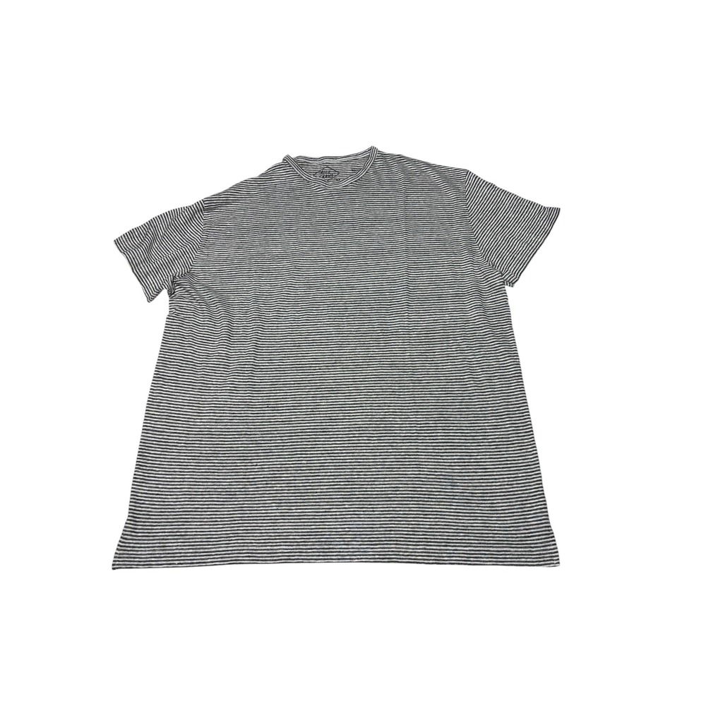NWOT Alex Crane Sun Tee Grey White Striped 100% Linen Short Sleeve Mens XXL